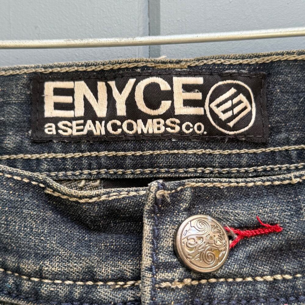 Vintage Enyce Jeans Mens Baggy Wide Leg Embroidered Zip Pocket 38x32 - Picture 5 of 10